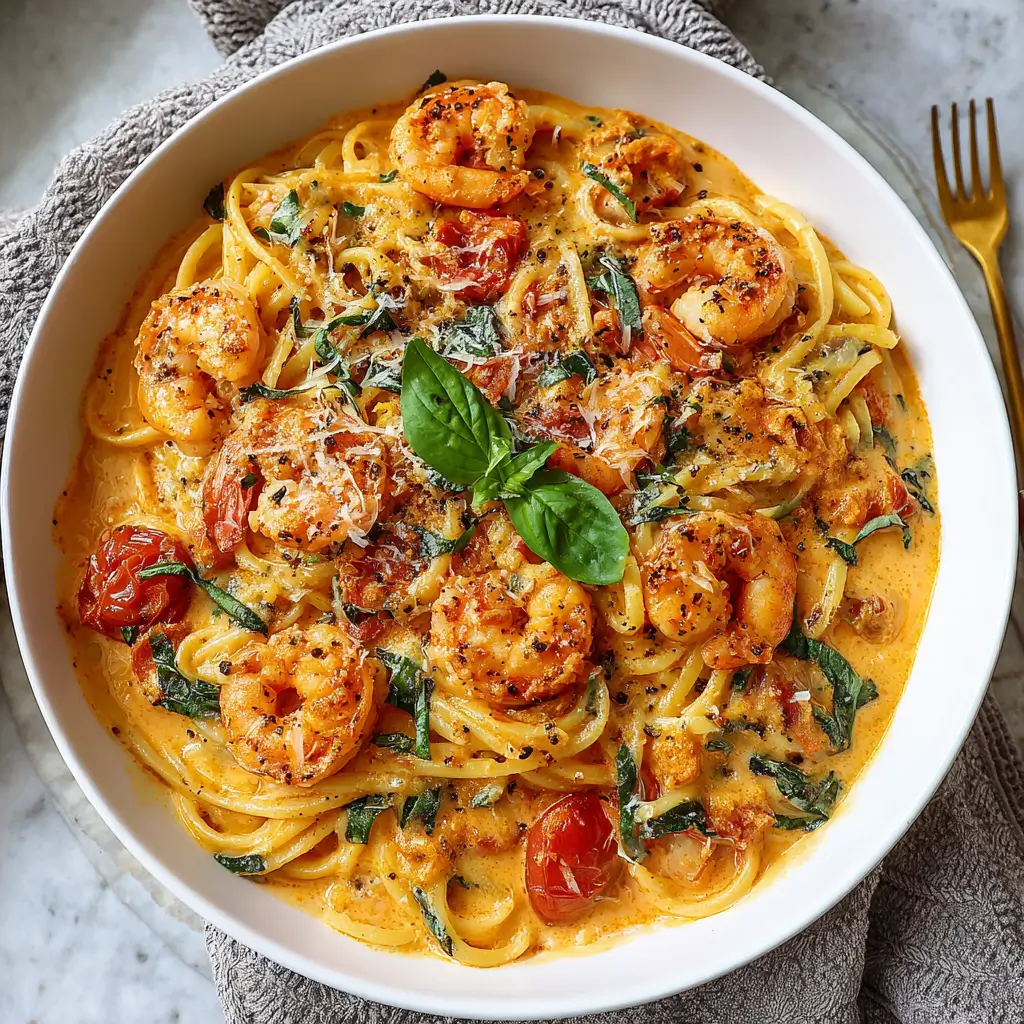Creamy Tomato Basil Shrimp Pasta