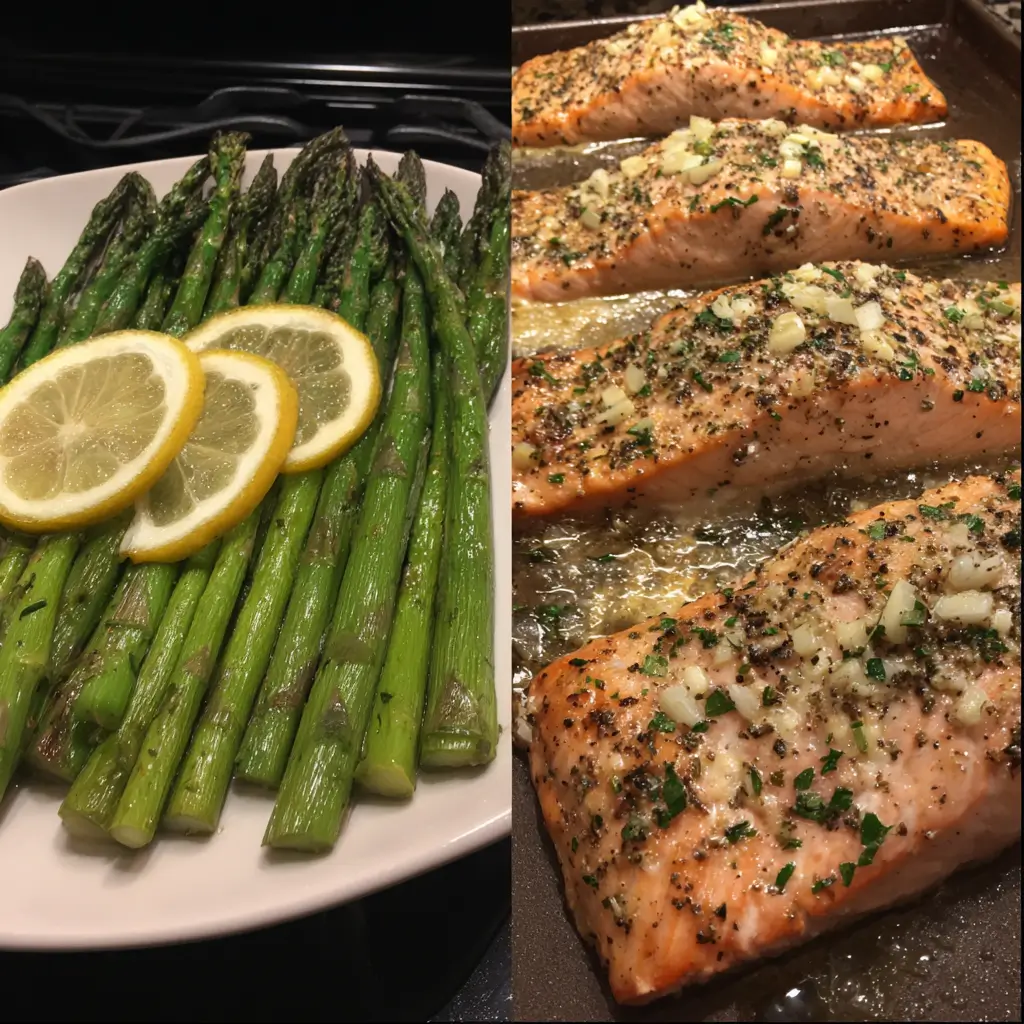 Garlic Herb Roasted Salmon and Asparagus