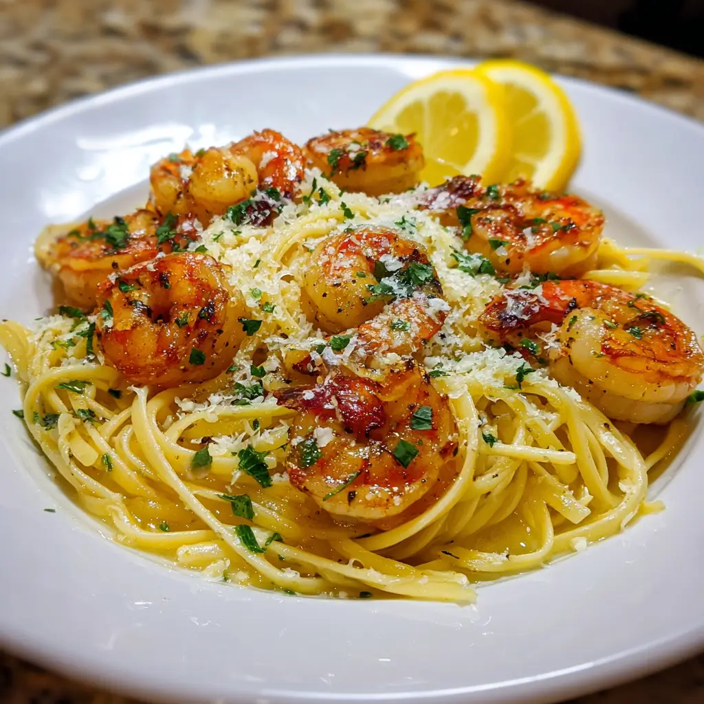 Lemon Butter Garlic Shrimp Pasta