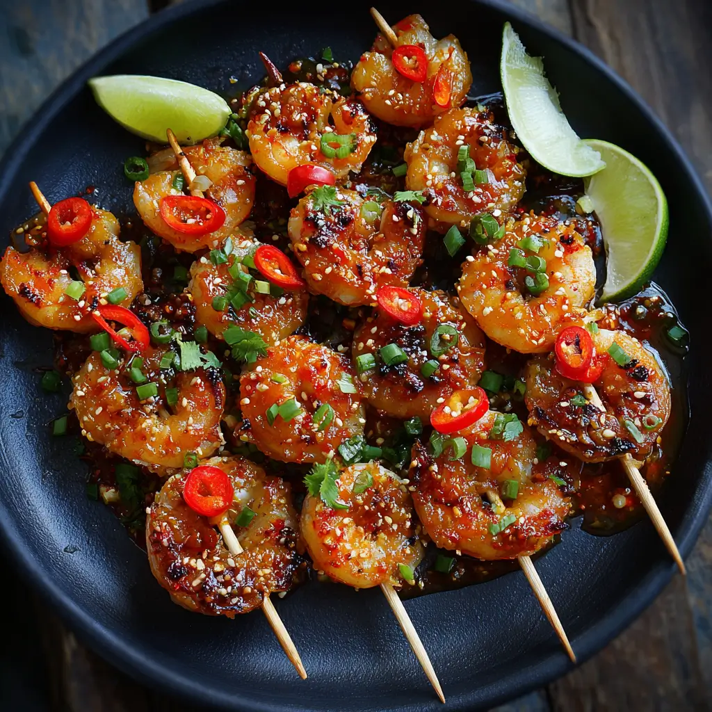 Sweet Chili Garlic Shrimp Skewers